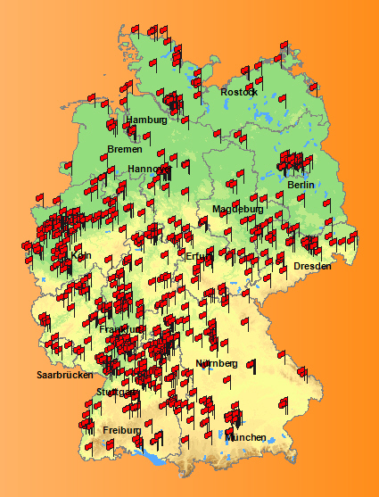 Deutschlandkarte mit der geografischen Verteilung der Mitglieder